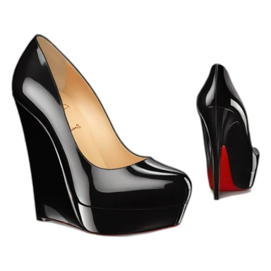 WEDGE heel LOUBOUTIN black PATENT sticker
