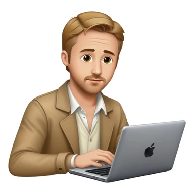 ryan gosling typing on his laptop sticker