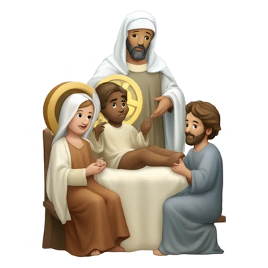 Sainte Marie, Saint Joseph et bébé Jésus à la crèche  sticker