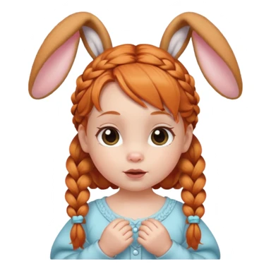 bunny ear accessory wearing baby ginger braided hair sticker