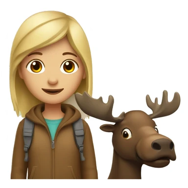 a girl and a moose sticker