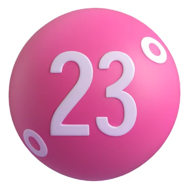 pink billiard ball with the number 23 inside a white circle sticker