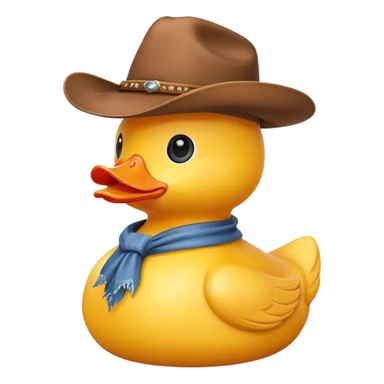 Yellow rubber duck wearing a brown cowboy hat sticker