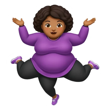 Black obesity lady jumping  sticker