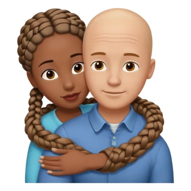 Bald white guy hugging black female friend with braids sticker