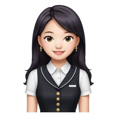 Jennie Kim from Blackpink, medium shot, wearing a stylish office dress sticker