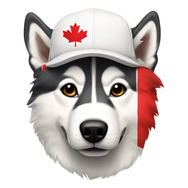 husky wearing canada flag hat sticker
