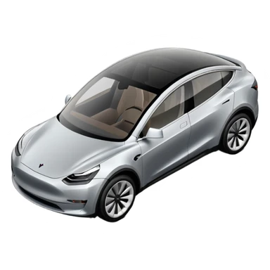 A Tesla Model Y parallel parking in front of a store, from above sticker