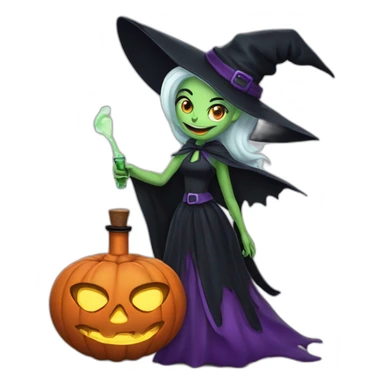Hallowen witch with poison bottle sticker
