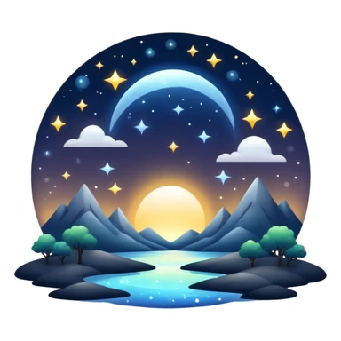 Dark dull divine celestial glistening glossy sparkly shiny glittery scenery  sticker