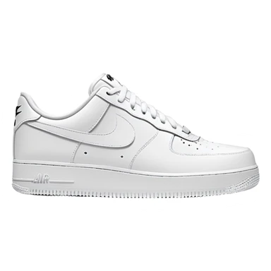 White Nike Air Force 1 sneaker with clean design and Nike swoosh from another angle sticker