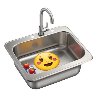kitchen sink with a single bowl inside, no paper or mat underneath, simple emoji style sticker