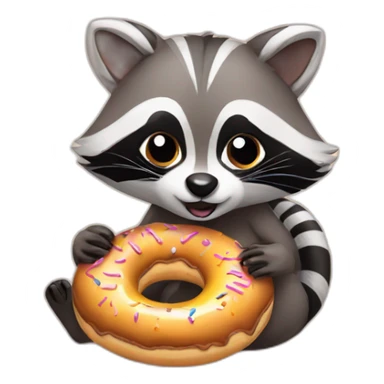 little raccoon eating donut sticker