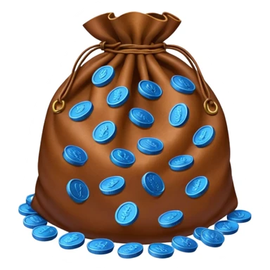 brown money bag of blue coins sticker