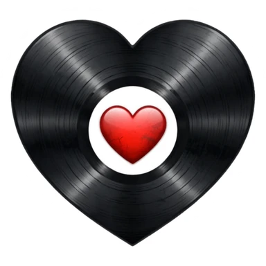heart with a dark vinyl record and grunge texture sticker