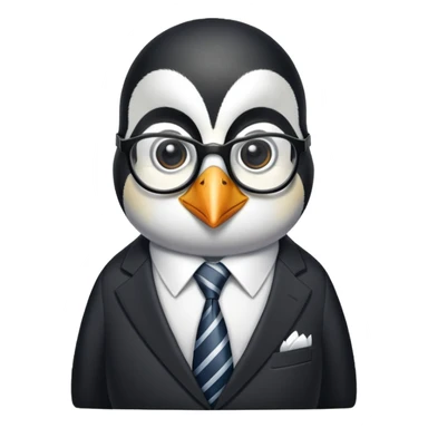 penguin school principal wearing glasses and a formal suit with tie sticker