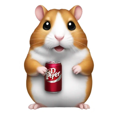hampster holding a dr pepper sticker