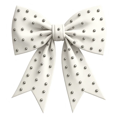 Edit the image to depict a white gothic bow oversized with silver studs, in a general style. Remove the background. sticker