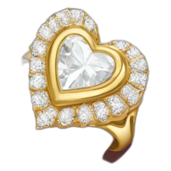 Diamond heart gold ring sticker
