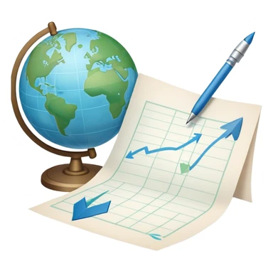 Create an emoji representing language translation. The design should feature a globe in the background, symbolizing international communication. In front of the globe, place two books or sheets of paper, with a pen nearby to indicate the act of writing. Add two arrows pointing in opposite directions between the sheets to represent the translation process. Use a clean and professional color palette with blues, greens, and neutral tones. Make the background transparent. sticker