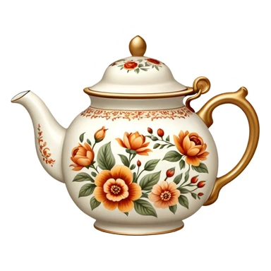 warm-colored romantic vintage fancy tea pot sticker