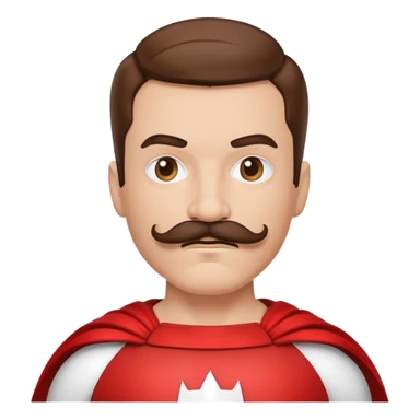 Superhero with a mustache wearing a white and red costume sticker