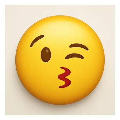 yellow face emoji with bold lipstick and wink sticker