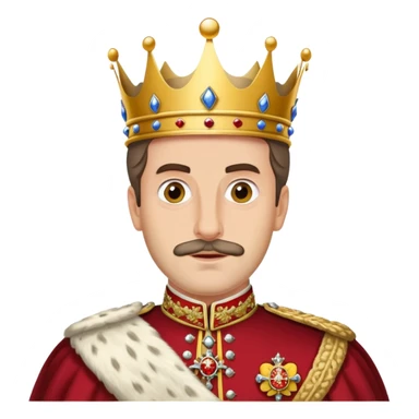 Carlos I of Spain, Habsburg king with crown and royal attire, prominent jaw sticker