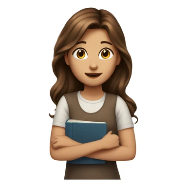 Girl with brown hair and brown hair with a book sticker