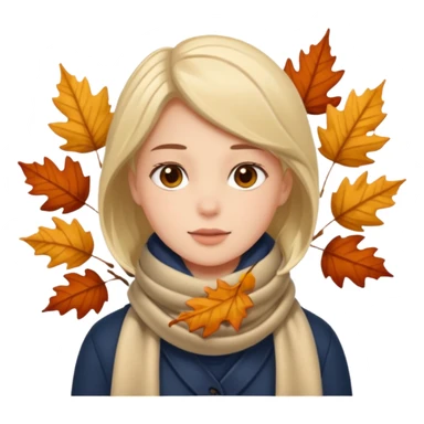 🧣🍂🍁 Wrapped in a scarf under falling leaves sticker
