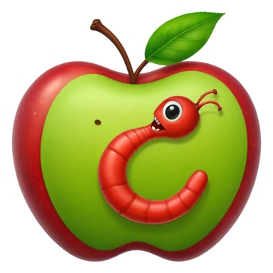 worm, apple sticker