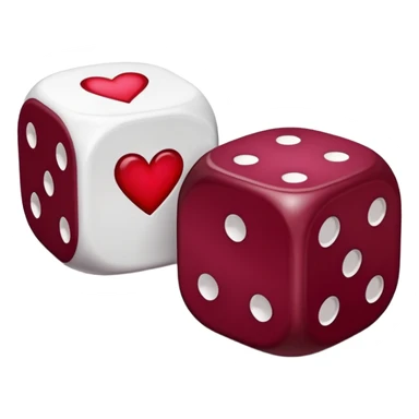 two dices in with burgundy red heart details sticker