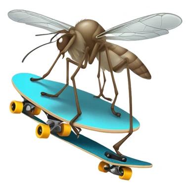 Generate a mosquito doing skating on skateboard sticker