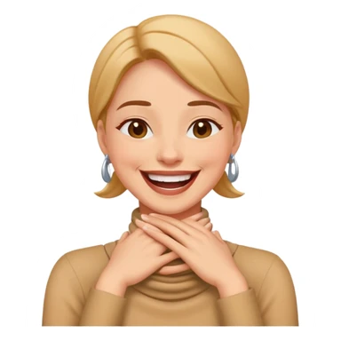woman with her hands around her neck laughing sticker