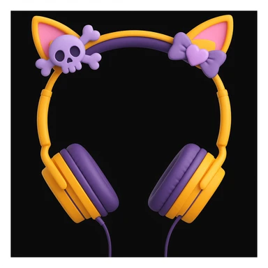Add cute pastel goth hair clips to the cat ear headphones, keep the style and background as is. Maintain the original look and feel of the image. sticker