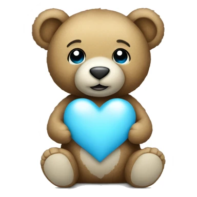 Teddy bear holding light blue heart sticker