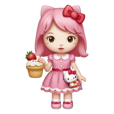 hello kitty strawberry shortcake pink sticker