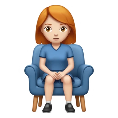 ginger woman sitting on chair looking awkard sticker