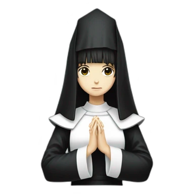 Misa Amane from death note dressed as a nun and praying half turn sticker