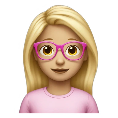 blond child girl with blond hair and pink glasses sticker