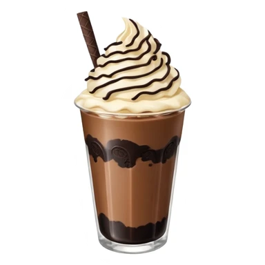 Vaso de vidrio con Frappé de galleta oreo y agregar un popote sticker