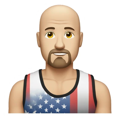  Bald white guy with goatee who looks sad wearing a American flag tank top  sticker