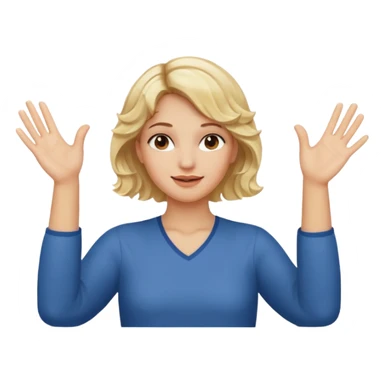 Not guilty hands up palms facing forward smirk girl wavy blonde hair  sticker