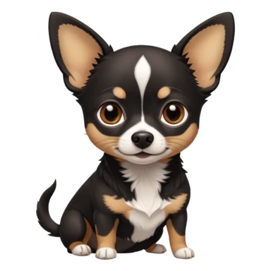 Very Dark black Chihuahua with white markings On the neck sticker
