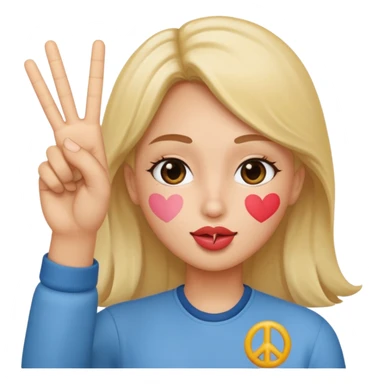 kissy face with peace sign sticker