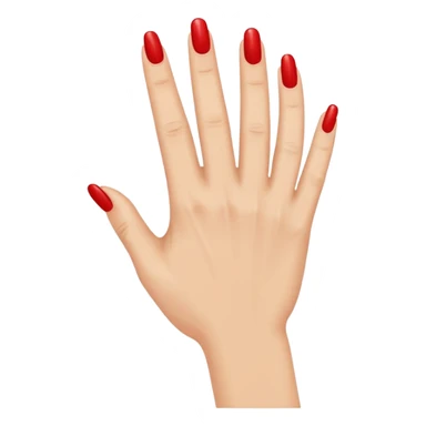 Side view of a hand with the index finger and thumb touching together as if clapping. The fingernails are long and painted. sticker