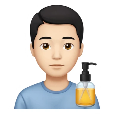 chinese man doing skincare with a faded haircut black hair sticker