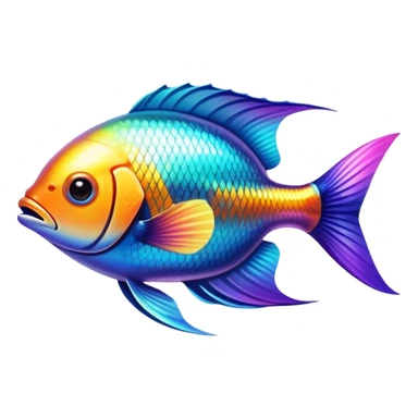 tropical fish with vibrant colors on upper body and sleek metal lower body and fins sticker