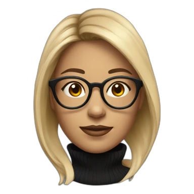 woman turtleneck from side glasses realistic sticker