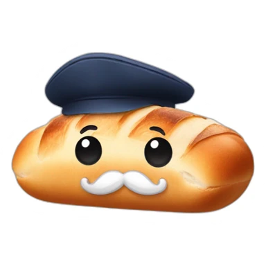 A baguette with a French beret and a mustache sticker